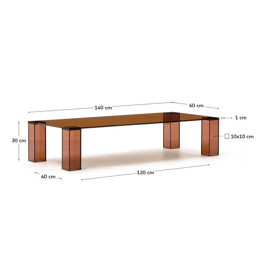 Couchtisch Adularia aus braunem gehärtetem Glas 140 x 60 cm von Kave Home – Bild 6
