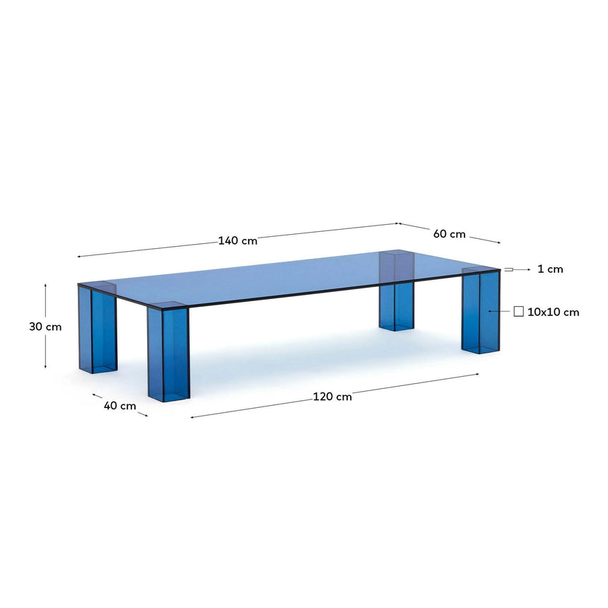 Couchtisch Adularia aus gehärtetem Glas in Blau 140 x 60 cm von Kave Home – Bild 5