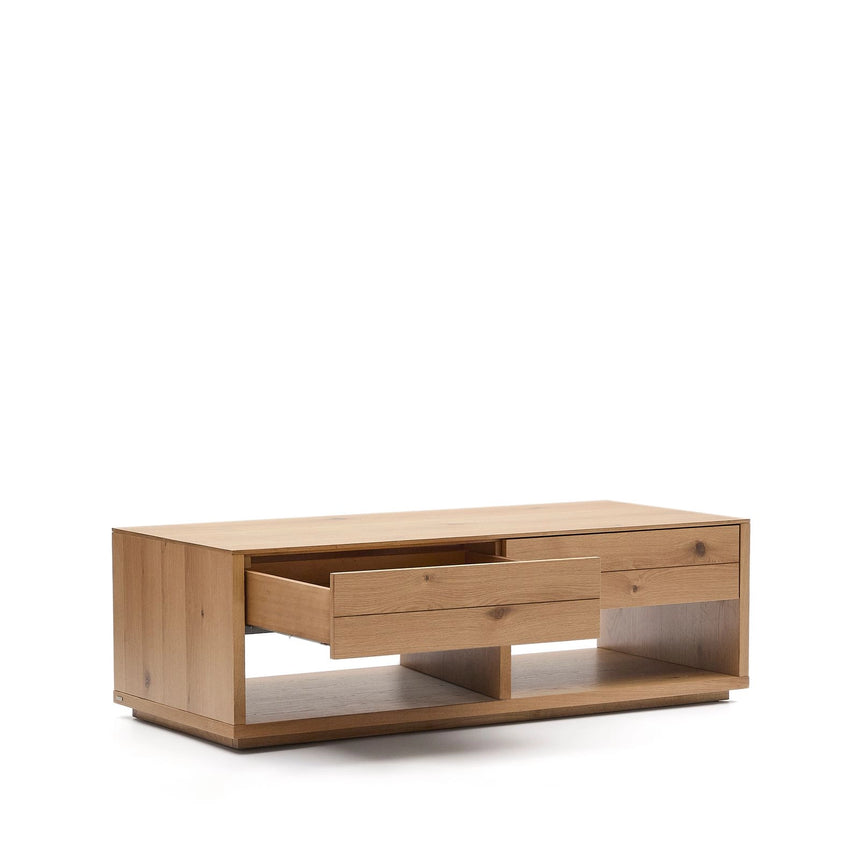 Couchtisch Alguema 2 Schubladen aus Eichenfurnier mit naturfarbenem Finish 140 x 60 cm von Kave Home – Bild 9