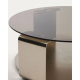 Couchtisch Dolven aus braunem Glas und gebürstetem Stahl, Ø 80 cm von Kave Home – Bild 3