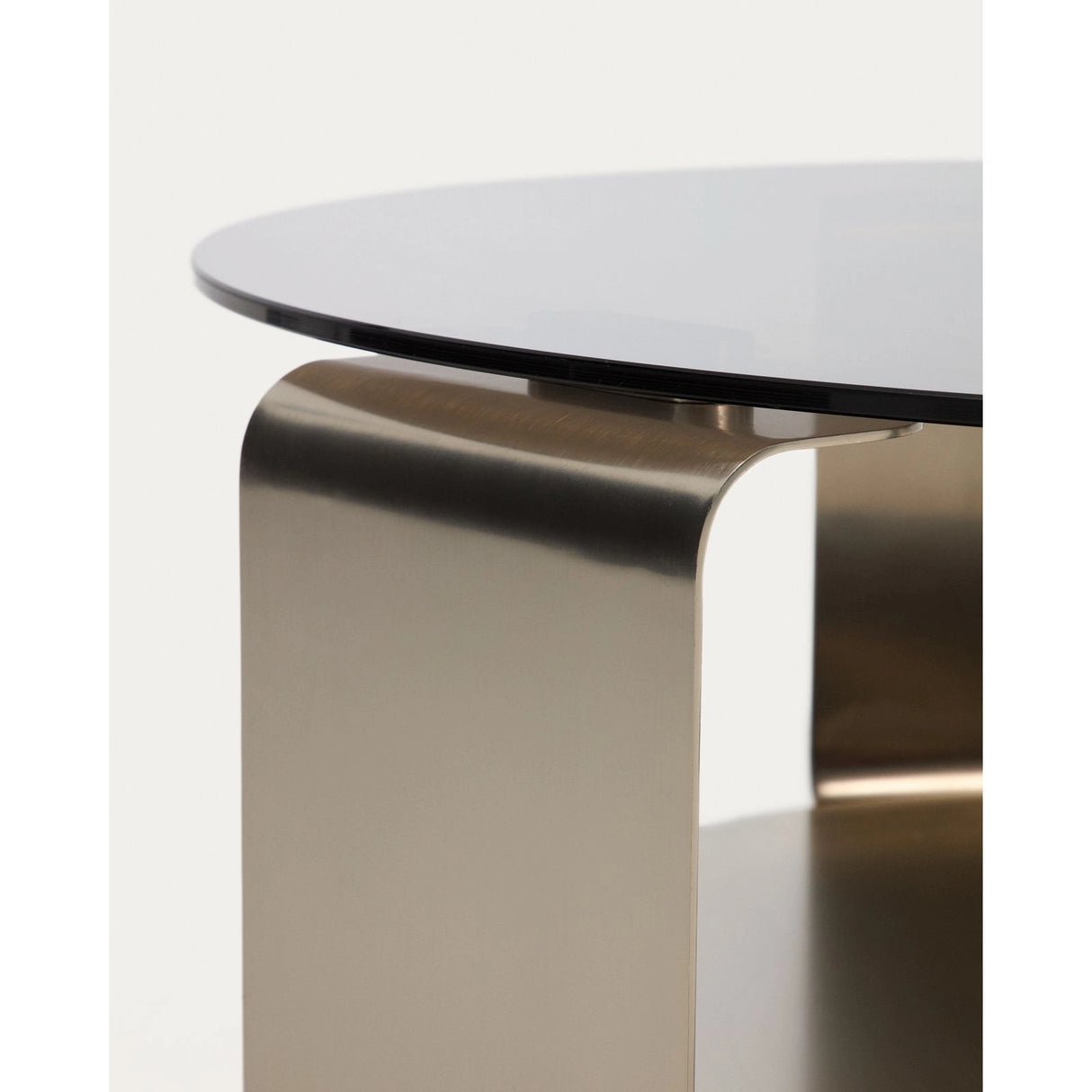 Couchtisch Dolven aus braunem Glas und gebürstetem Stahl, Ø 80 cm von Kave Home – Bild 5