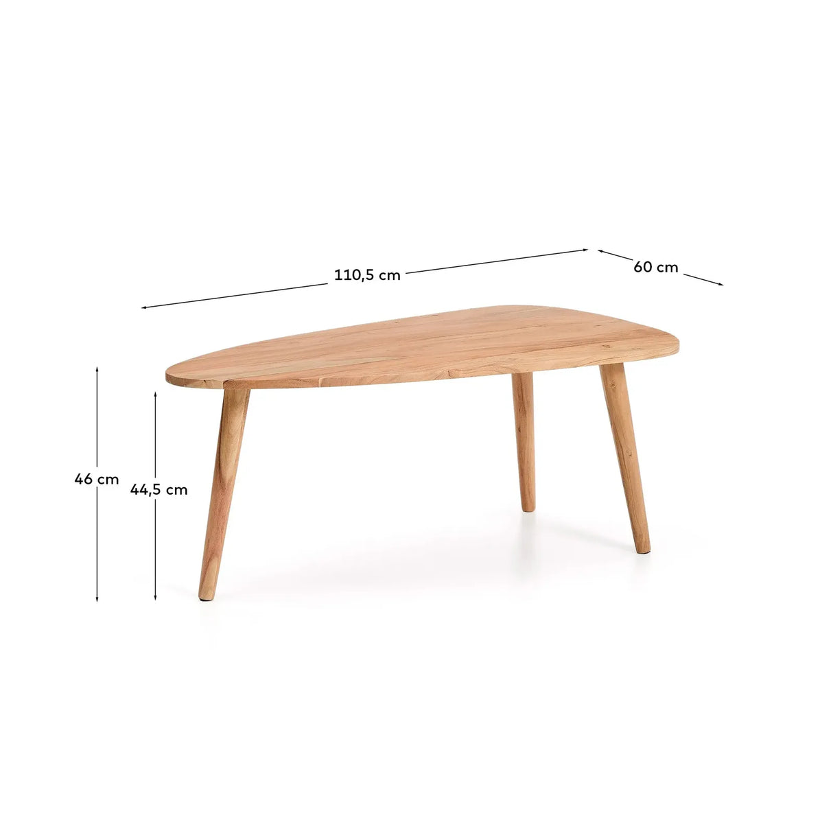 Table basse Duvani en bois d'acacia massif finition blanchie Ø 110 x 60 cm