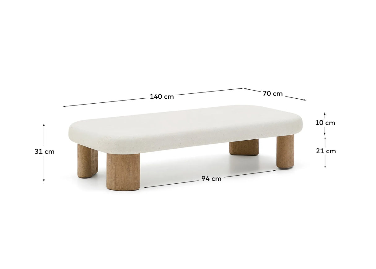 Couchtisch Labra aus Zement und Akazienholz 140 x 70 cm von Kave Home – Produktbild 4