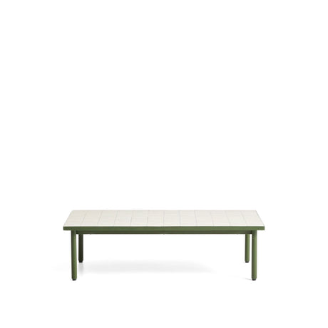 Couchtisch Maurina aus verzinktem Stahl in Grün mit ecrufarbenen Kacheln, 122 x 61 cm von Kave Home – Bild 1