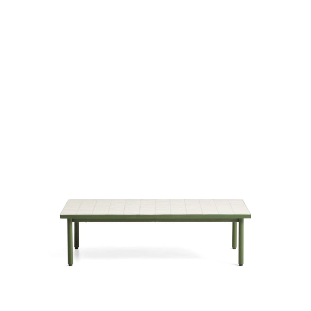 Couchtisch Maurina aus verzinktem Stahl in Grün mit ecrufarbenen Kacheln, 122 x 61 cm von Kave Home – Bild 1