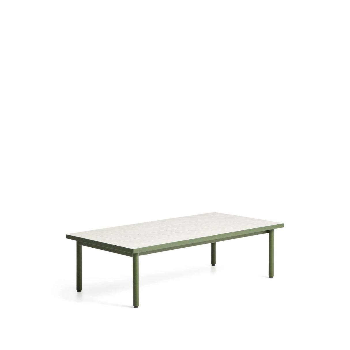 Couchtisch Maurina aus verzinktem Stahl in Grün mit ecrufarbenen Kacheln, 122 x 61 cm von Kave Home – Bild 4