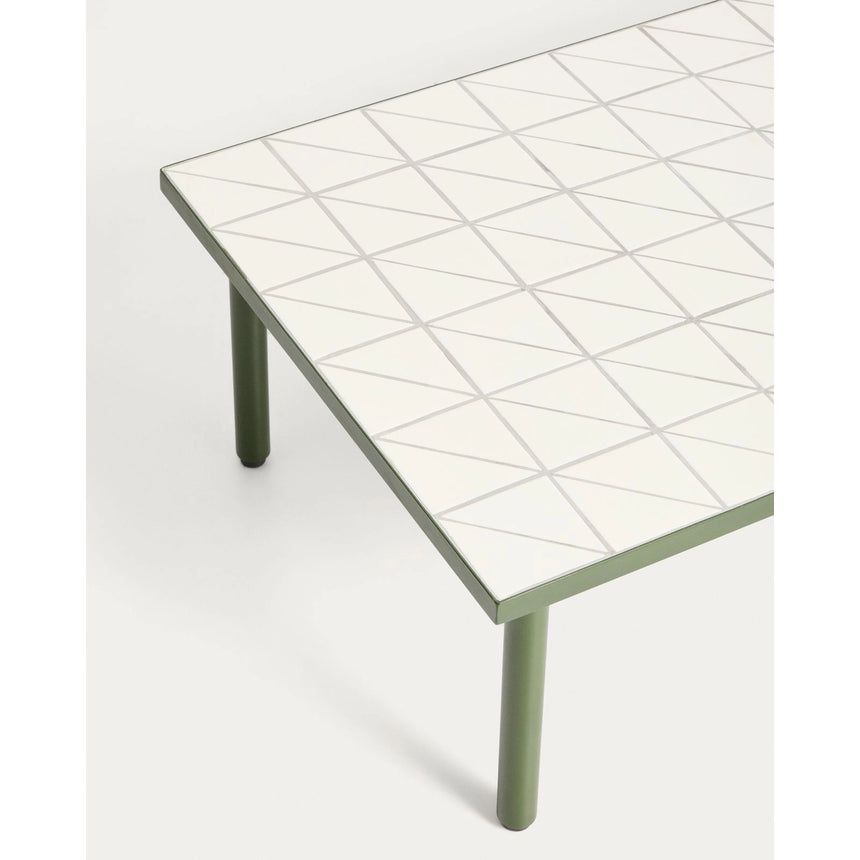 Couchtisch Maurina aus verzinktem Stahl in Grün mit ecrufarbenen Kacheln, 122 x 61 cm von Kave Home – Bild 5