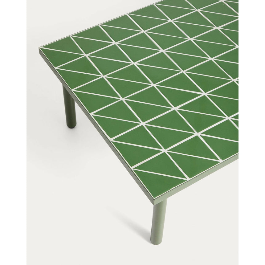 Couchtisch Maurina aus verzinktem Stahl in Grün mit grünen Kacheln, 122 x 61 cm von Kave Home – Bild 7