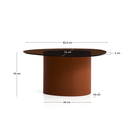 Couchtisch Olir aus gehärtetem Glas und braunem Stahl 82 x 74 cm von Kave Home – Bild 2