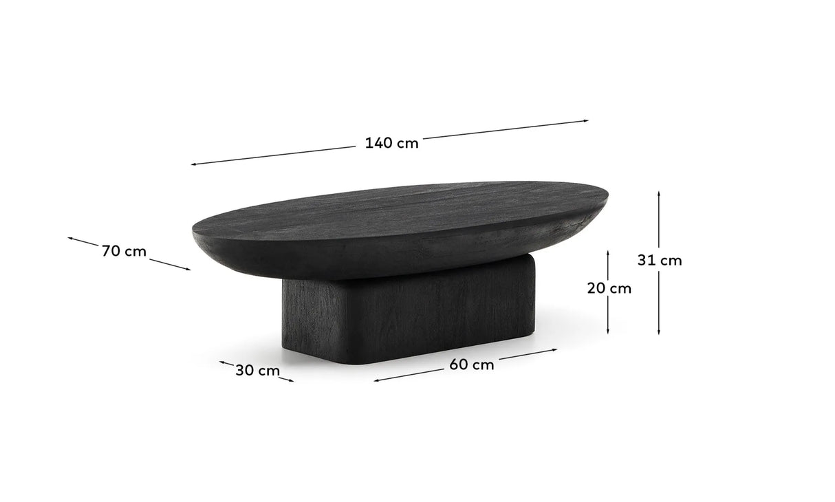 Couchtisch Ovak aus massivem Akazienholz mit schwarzem Finish, FSC 100%, 140 x 70 cm von Kave Home – Produktbild 4