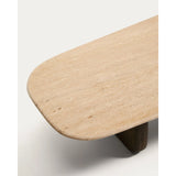 Couchtisch Pirita aus beigem Travertin mit Beinen aus massivem Eichenholz, 147 x 65 cm, FSC 100 % von Kave Home – Bild 4