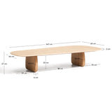 Couchtisch Pirita aus beigem Travertin mit Beinen aus massivem Eichenholz mit naturfarbenem Finish, 147 x 65 cm, FSC 100 % von Kave Home – Bild 9