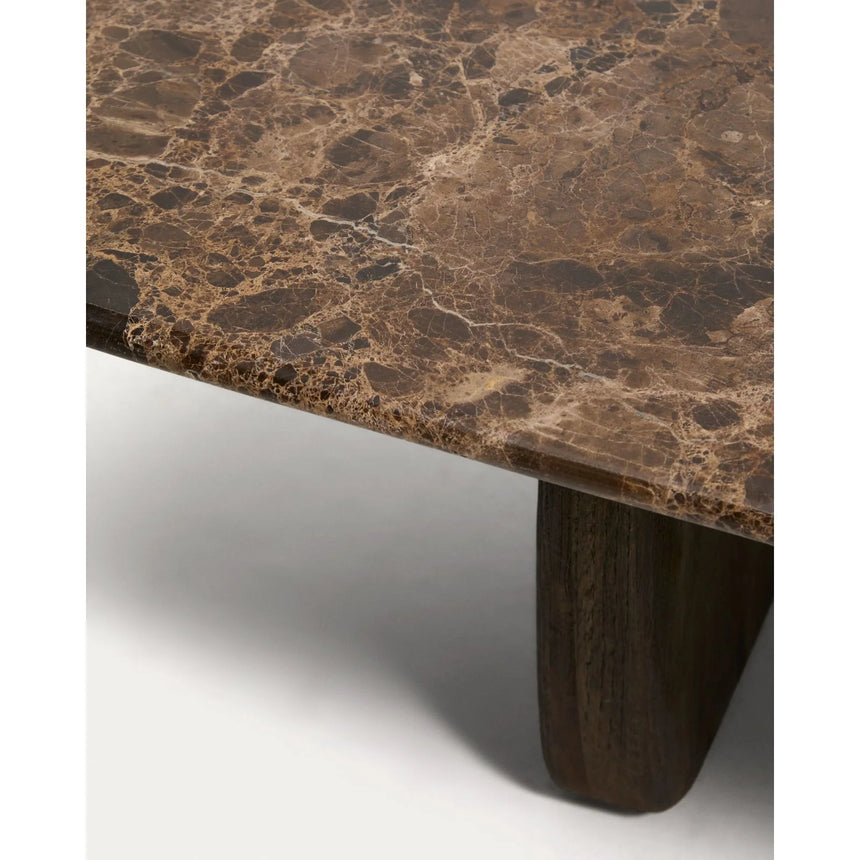 Couchtisch Pirita aus braunem Marmor mit Beinen aus massivem Eichenholz, 147 x 65 cm, FSC 100 % von Kave Home – Bild 6