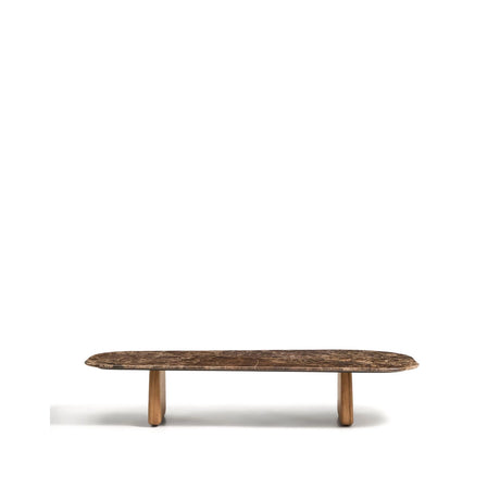 Couchtisch Pirita aus braunem Marmor mit Beinen aus massivem Eichenholz mit naturfarbenem Finish, 147 x 65 cm, FSC 100 % von Kave Home – Bild 1
