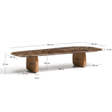 Couchtisch Pirita aus braunem Marmor mit Beinen aus massivem Eichenholz mit naturfarbenem Finish, 147 x 65 cm, FSC 100 % von Kave Home – Bild 5