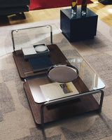 Couchtisch Tarsel aus gehärtetem Glas sowie Platte aus Nussbaumfurnier mit Gestell aus gebürstetem Edelstahl 140 x 60 cm von Kave Home – Bild 6