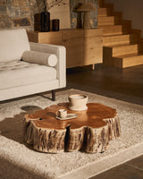 Couchtisch Tavine aus massivem Akazienholz mit gebleichtem Finish und Rollen Ø 85 cm von Kave Home – Produktbild 2