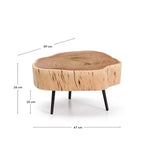 Couchtisch Tavine aus massivem Akazienholz mit gebleichtem Finish und schwarzen Stahlbeinen Ø 49 cm - ZEN ZONE Furniture