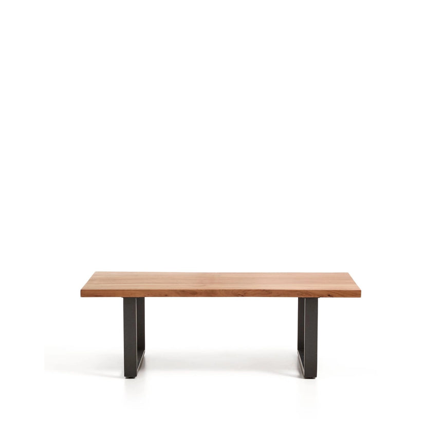 Couchtisch Uxue aus massivem Akazienholz mit Beinen aus schwarzem Stahl 130 x 64 cm von Kave Home – Bild 1