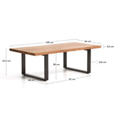 Couchtisch Uxue aus massivem Akazienholz mit Beinen aus schwarzem Stahl 130 x 64 cm von Kave Home – Bild 2