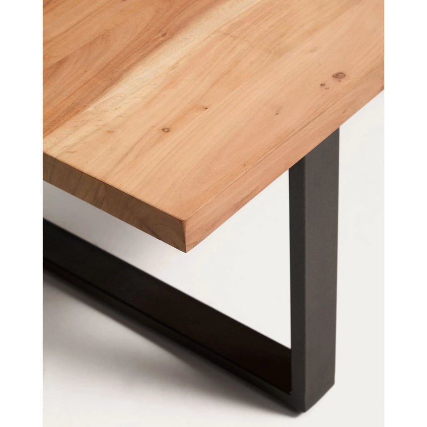 Couchtisch Uxue aus massivem Akazienholz mit Beinen aus schwarzem Stahl 130 x 64 cm von Kave Home – Bild 4