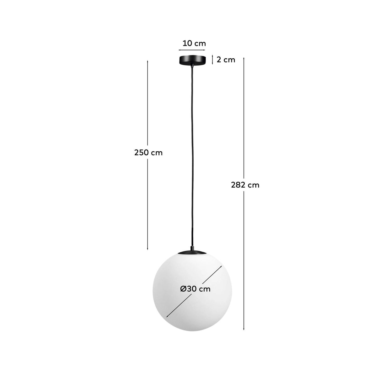 Deckenleuchte Brisia aus Metall mit schwarzem Finish und einer Glaskugel Ø30 cm von Kave Home – Bild 3