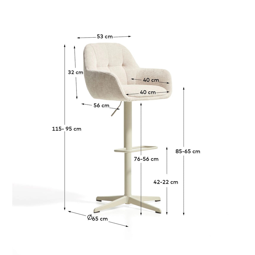 Drehhocker Dorina mit Chenille und Stahlbeinen von Kave Home – Bild 4