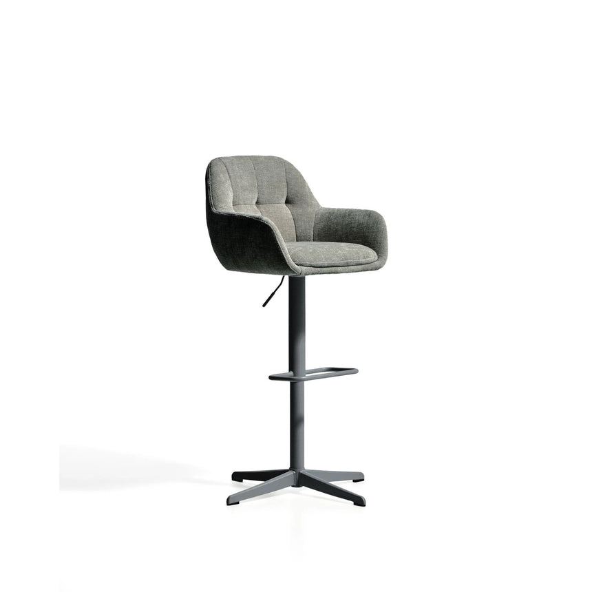 Drehhocker Dorina mit grüner Chenille und Stahlbeinen mit grünem Finish von Kave Home – Bild 1