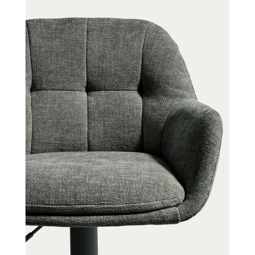 Drehhocker Dorina mit grüner Chenille und Stahlbeinen mit grünem Finish von Kave Home – Bild 10