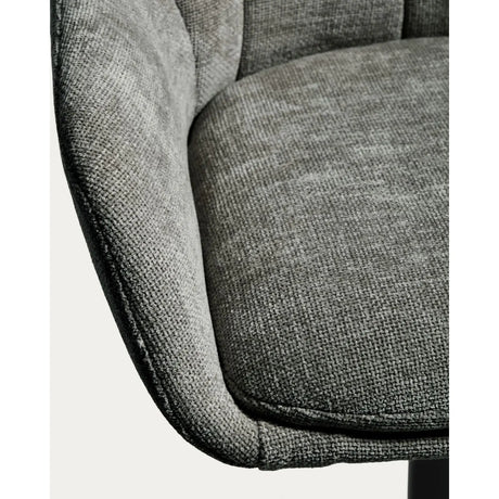 Drehhocker Dorina mit grüner Chenille und Stahlbeinen mit grünem Finish von Kave Home – Bild 12