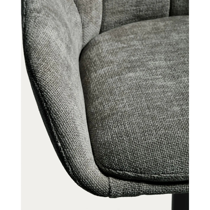 Drehhocker Dorina mit grüner Chenille und Stahlbeinen mit grünem Finish von Kave Home – Bild 12