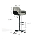 Drehhocker Dorina mit grüner Chenille und Stahlbeinen mit grünem Finish von Kave Home – Bild 3