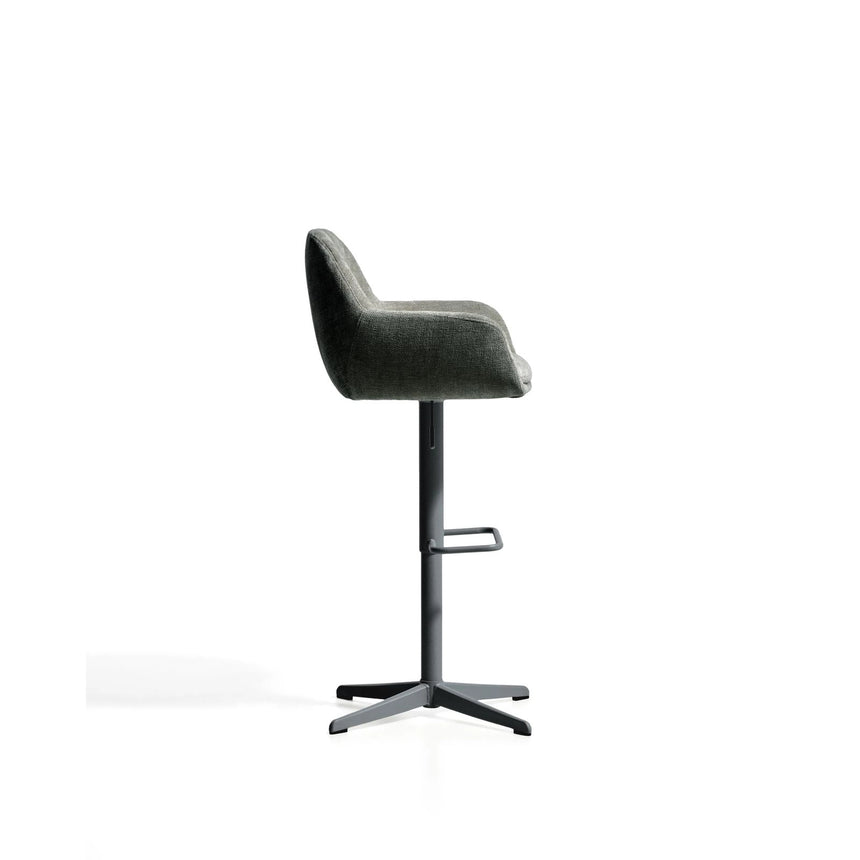 Drehhocker Dorina mit grüner Chenille und Stahlbeinen mit grünem Finish von Kave Home – Bild 4