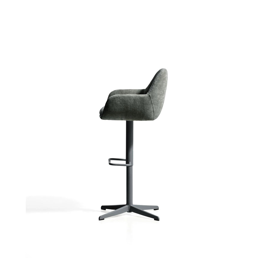 Drehhocker Dorina mit grüner Chenille und Stahlbeinen mit grünem Finish von Kave Home – Bild 8