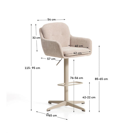 Drehhocker Lexa mit Chenille und Stahlbeinen, verschiedene Finishes von Kave Home – Bild 4