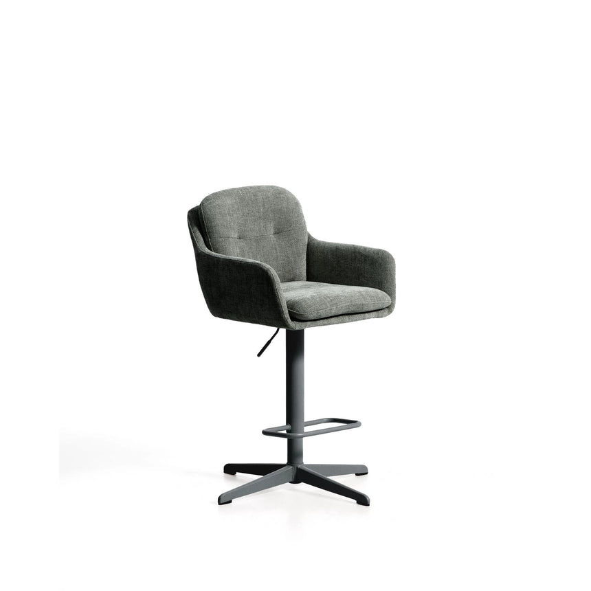 Drehhocker Lexa mit grüner Chenille und Stahlbeinen mit grünem Finish von Kave Home – Bild 12