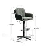 Drehhocker Lexa mit grüner Chenille und Stahlbeinen mit grünem Finish von Kave Home – Bild 3