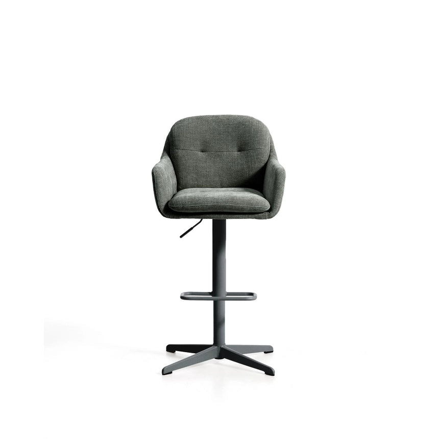 Drehhocker Lexa mit grüner Chenille und Stahlbeinen mit grünem Finish von Kave Home – Bild 6