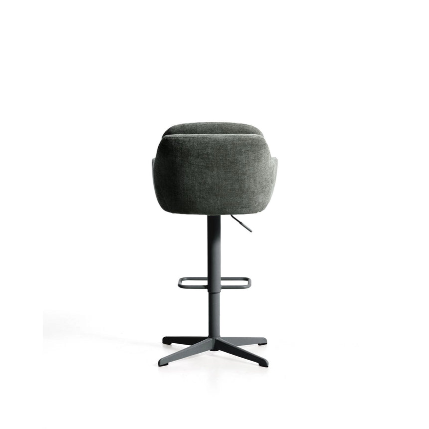 Drehhocker Lexa mit grüner Chenille und Stahlbeinen mit grünem Finish von Kave Home – Bild 7