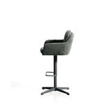 Drehhocker Lexa mit grüner Chenille und Stahlbeinen mit grünem Finish von Kave Home – Bild 9