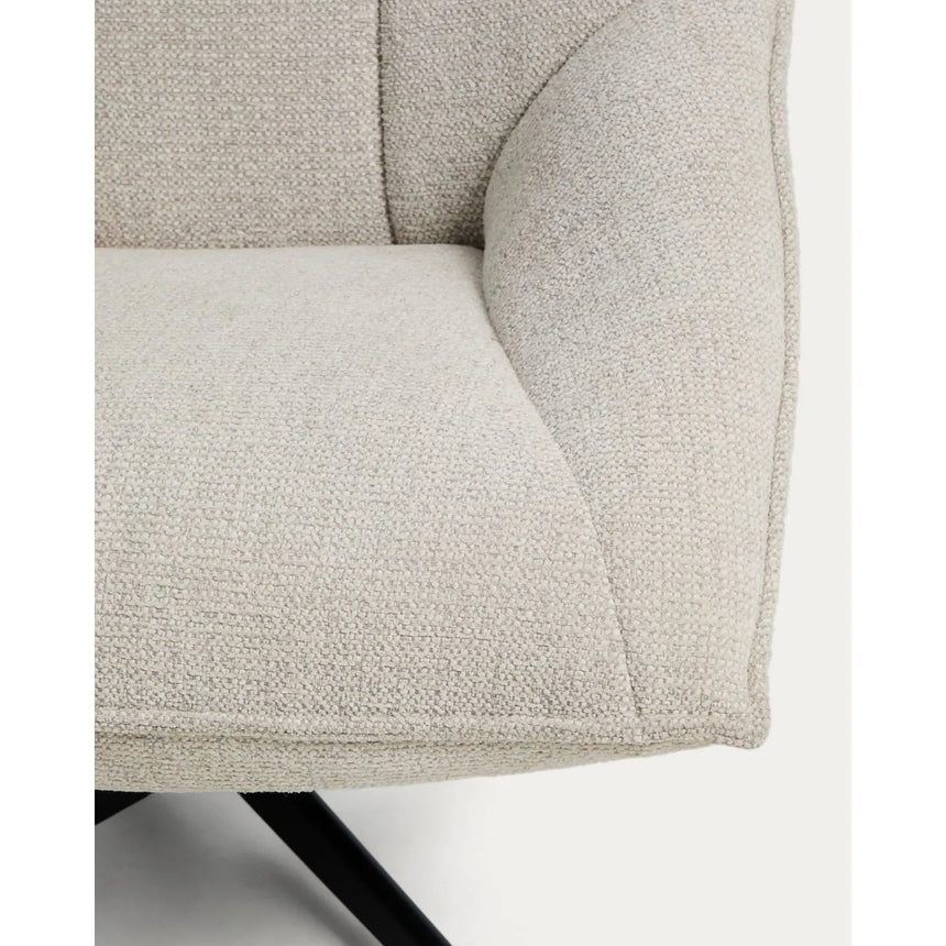 Drehsessel Dirala mit beiger Chenille und schwarz lackiertem Stahl, FSC 100 % von Kave Home – Bild 11