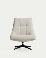 Drehsessel Dirala mit beiger Chenille und schwarz lackiertem Stahl, FSC 100 % von Kave Home – Bild 3