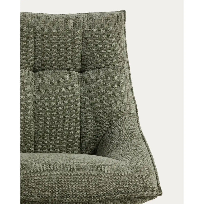 Drehsessel Dirala mit grüner oder beiger Chenille und schwarz lackiertem Stahl, FSC 100 % von Kave Home – Bild 8