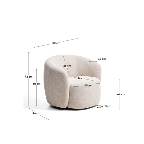 Drehsessel Odenia mit beigem Micro-Bouclé von Kave Home – Bild 3