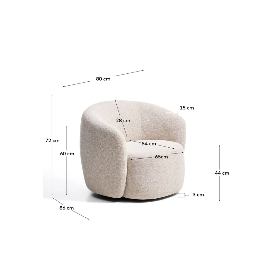 Drehsessel Odenia mit beigem Micro-Bouclé von Kave Home – Bild 3