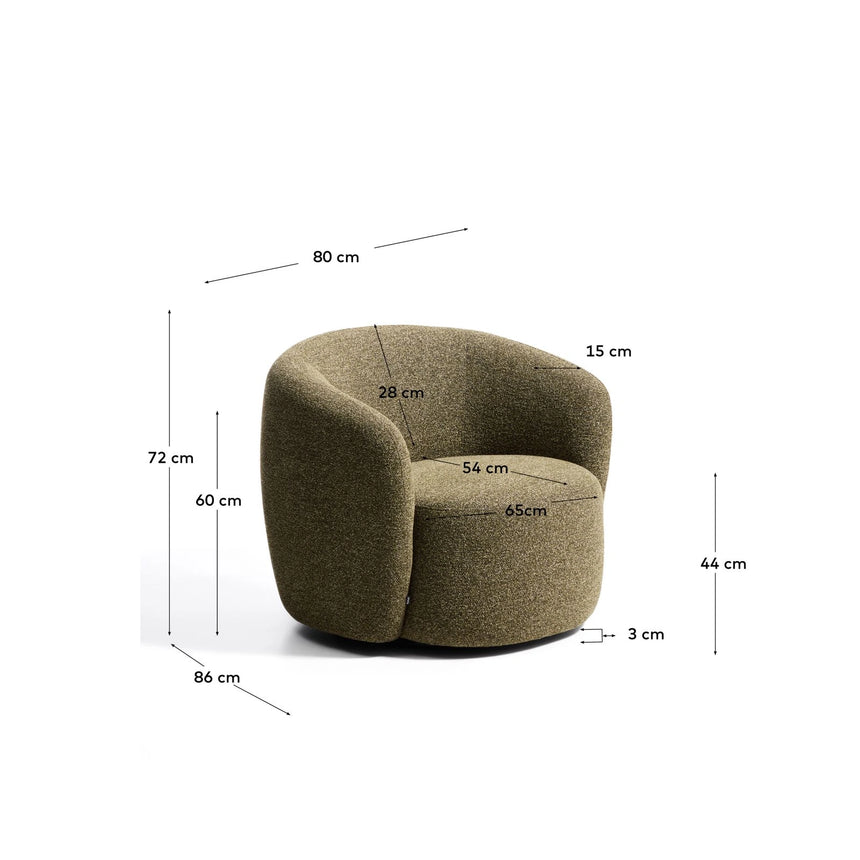 Drehsessel Odenia mit olivgrünem Micro-Bouclé von Kave Home – Bild 3