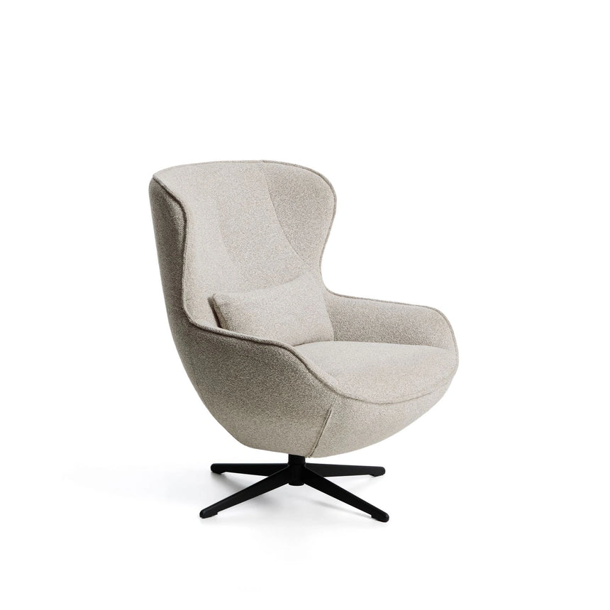 Drehsessel Sorile mit beiger Chenille und schwarz lackiertem Stahl, FSC 100 % von Kave Home – Bild 1