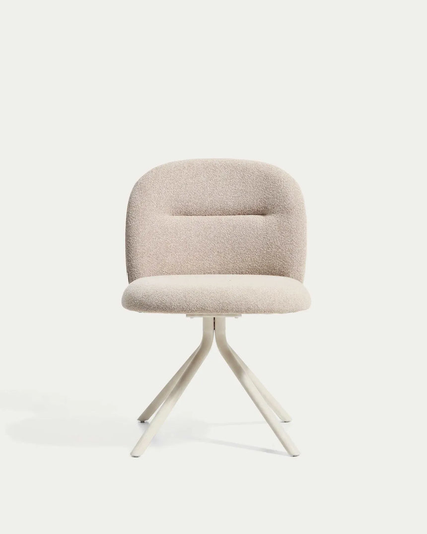 Drehstuhl Arino mit beiger Chenille und beigen Metallbeinen  von Kave Home – Bild 3