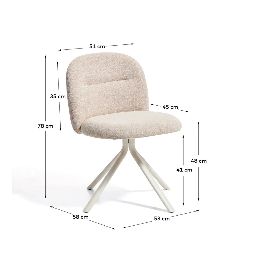 Drehstuhl Arino mit beiger Chenille und beigen Metallbeinen  von Kave Home – Bild 4