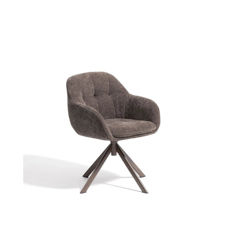 Drehstuhl Dorina aus brauner Chenille und Stahlbeinen mit braunem Finish von Kave Home – Bild 1